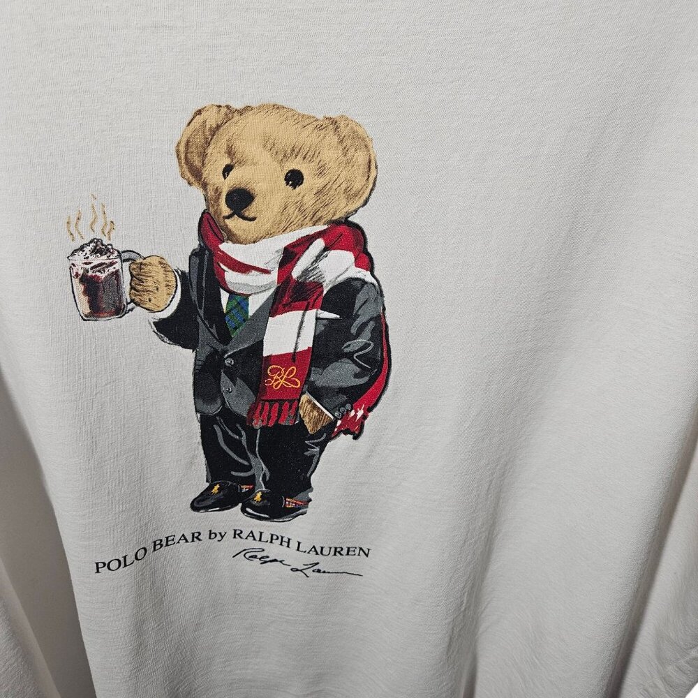 Polo Ralph Lauren Polo Bear Graphic T-Shirt XL White 100% Cotton Crewneck Casual - Picture 2 of 6